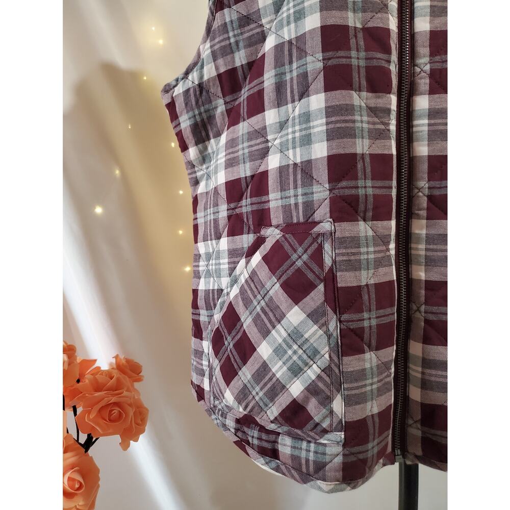 Maurices NWT Plaid Diamond Quilted Puffer Vest Womens Size XL Zip Pockets Layer - Picture 7 of 11